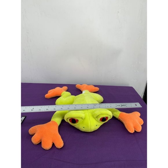 Wish Pets Tree Frog 2000 17 inches Green Orange with Orange Eyes Plastic - Picture 2 of 13